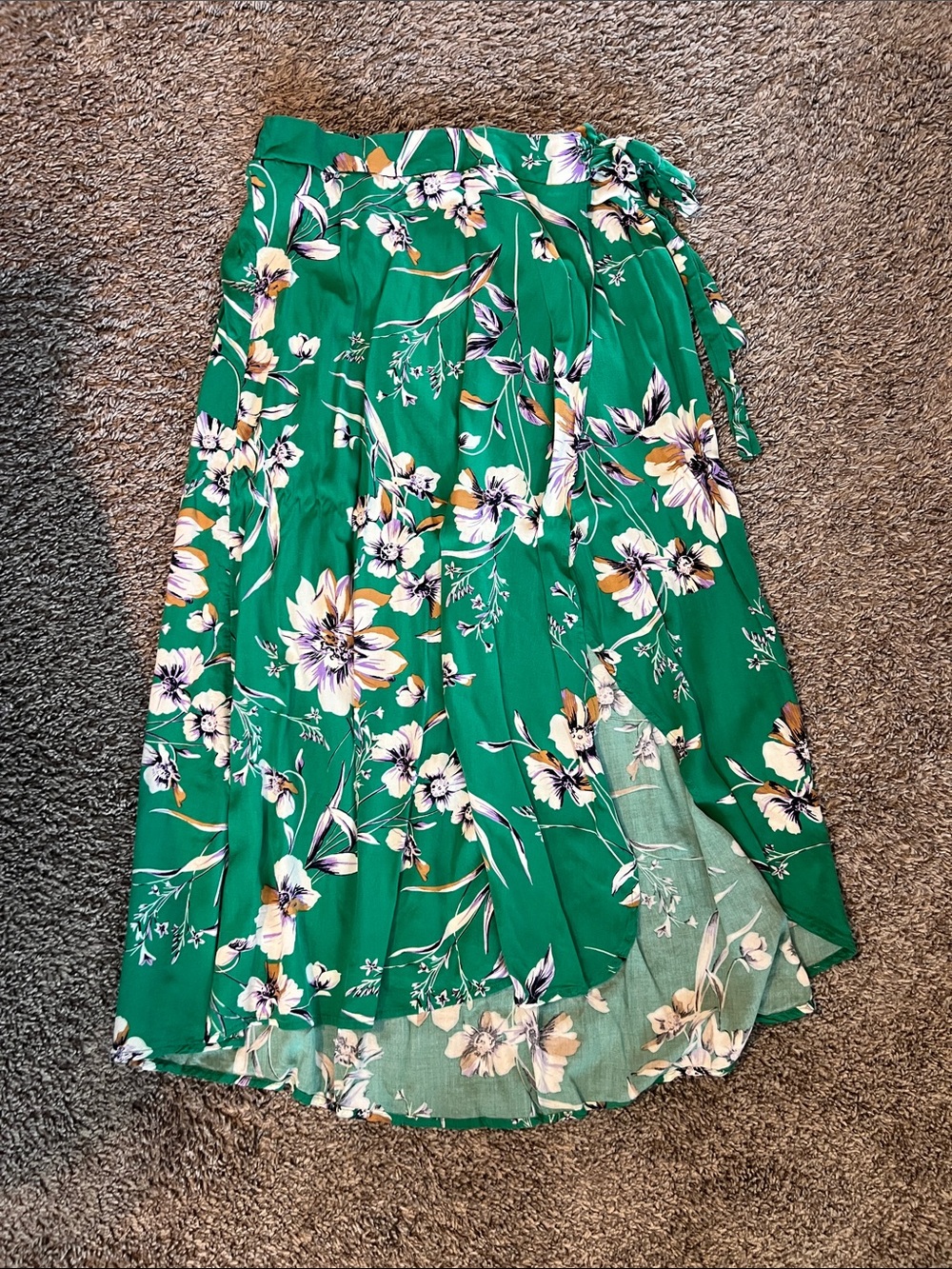 Maurices Green Floral High-Low Wrap Skirt